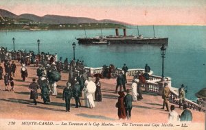 Vintage Postcard 1910's Monte Carlo The Terraces And Cape Martin Paris France