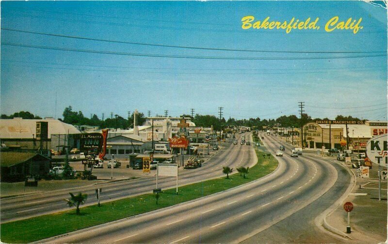 Automobiles Bakersfield California Highway Potato Cotton Roberts Postcard 20-81