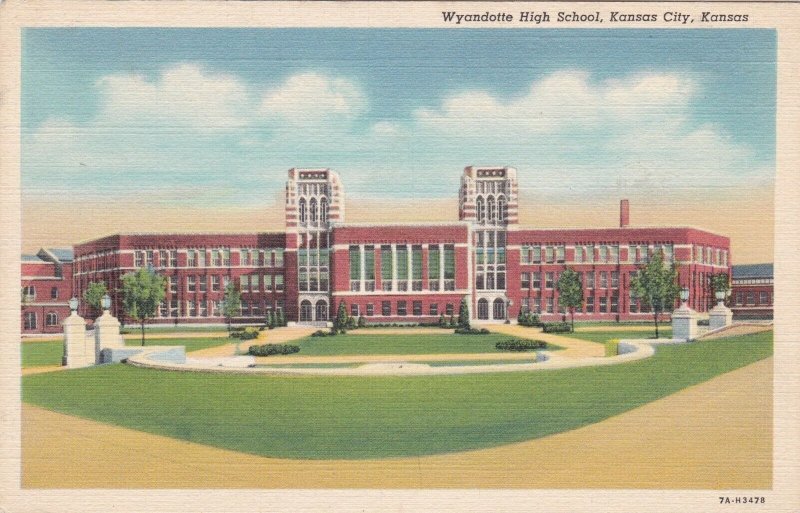 Kansas Kansas City Wyandotte High School Curteich sk1393