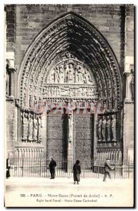 Old Postcard Paris Notre Dame Right Portal