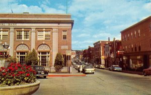 Berlin New Hampshire~Main Street~National Bank~Cafes~Ladies on Corner~1950s Cars