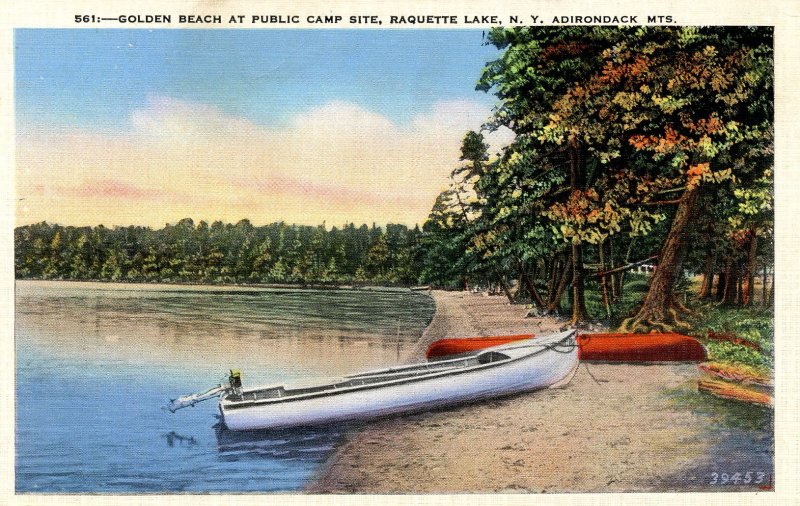 NY - Adirondacks. Raquette Lake, Boats at Golden Beach