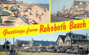REHOBOTH BEACH Delaware Greetings Multiview Street Scene c1950s Vintage Postcard
