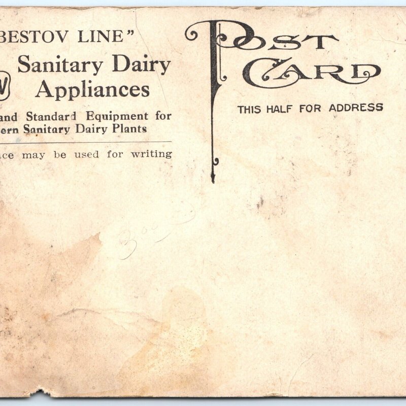 c1910 Quaker City Bestov Sanitary Dairy Appliances Advertising Postcard Milk A71