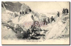 Old Postcard Militaria Alpine Hunters In Alpine glaciers
