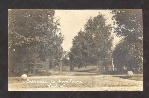 RPPC LODI OHIO ENTRANCE TO WOODLAWN WEST DECATUR PA REAL PHOTO POSTCARD