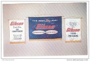 Gibson Draft Free Air Conditioners, Three Satin Banners, 40-60s