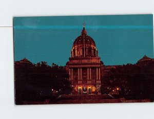 Postcard Night View of the Capitol Harrisburg Pennsylvania USA