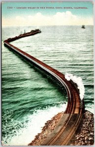 Longest Wharf In The World Santa Monica California CA Postcard