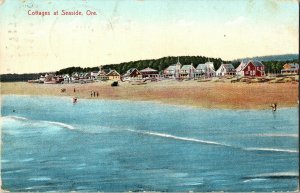 Cottages Seaside Ore Vintage Divided Back Postcard Antique 1c Franklin Stamp PM 