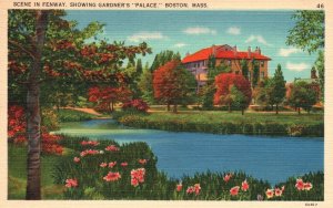 Vintage Postcard 1939 Scene Fenway Showing Gardner's Palace Boston Massachusetts