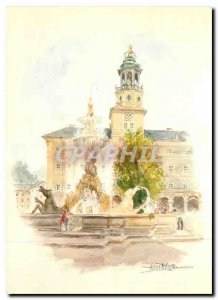 Postcard Moderne Salzburg Residenzbrunnen und Glockenspiel