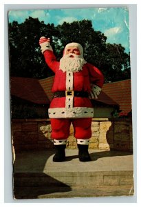 Vintage 1960's Postcard Giant Santa Claus at Santa Claus Land Indiana