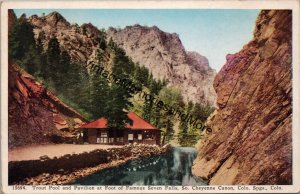 Trout Pool & Pavilion at Foot of Famous Seven Falls CO Postcard PC278