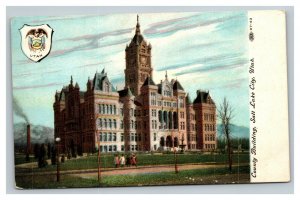 Vintage 1920's Postcard County Building & State Seal Salt Lake City Utah