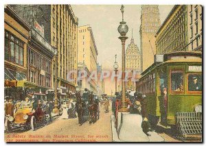 Postcard A Modern Safety on Market Street for street station for passengers. ...