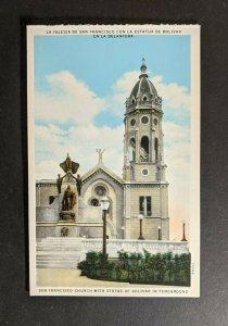 Mint Vintage San Francisco Church Bolivar Statue Panama Picture Postcard