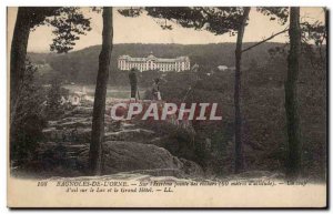 Old Postcard Bagnoles of Orne An eye shot of the lake and the grand hotel