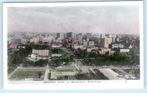 RPPC WINNIPEG, Manitoba Canada ~ Hand Tinted GENERAL VIEW Birdseye  Postcard