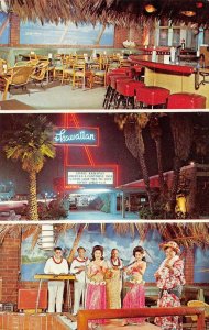 Roadside Tiki Bar THE HAWAIIAN Long Beach CA Hula Dancers 1960s Vintage Postcard