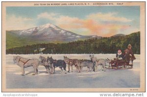 Dog Team On Mirror Lake Lake PLacid In The Adirondacks New York Curteich