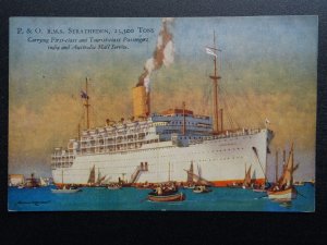 P & O Line RMS STRATHEDEN 1st Class Ocean Liner AUSTRALIA MAIL c1938 Postcard