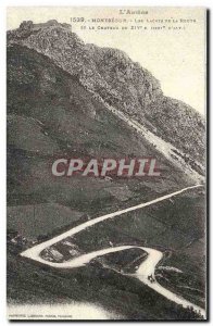 Montsegur Old Postcard laces Road and the castle of the 14th