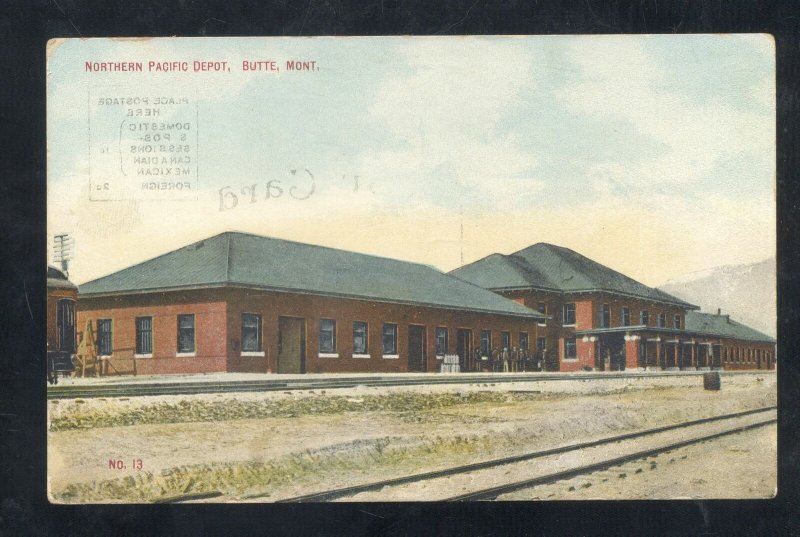 BUTTE MONTANA NORTHERN PACIFIC RAILROAD DEPOT STATION VINTAGE POSTCARD