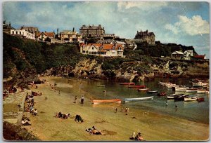 Newquay Harbour Cornwall England Fishing Hamlet Beach Rocks Caves Postcard