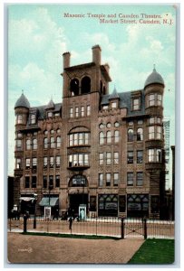 Masonic Temple And Camden Theatre Market Street New Jersey NJ Antique Postcard