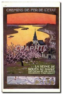 Postcard Old Railroad of the State The Seine from Rouen to Le Havre