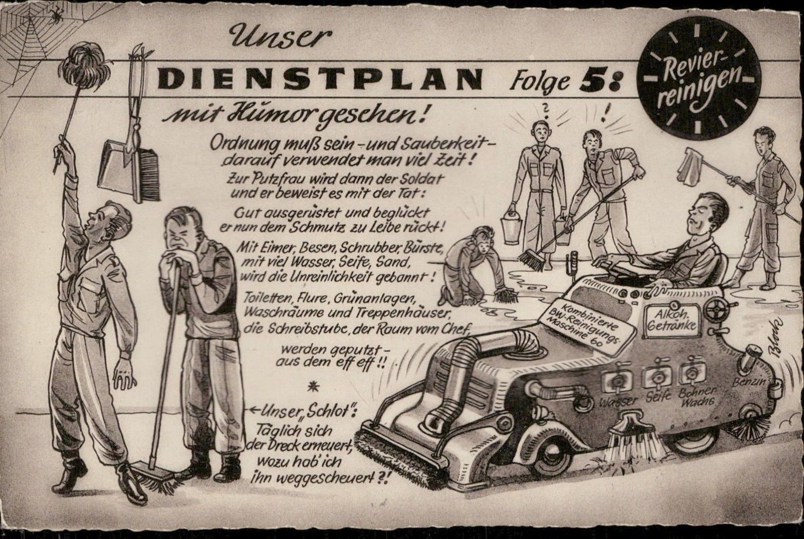 Unser Dienstplan Mit Humor Gesehen Revier Reinigen Comic Caricature Hippostcard