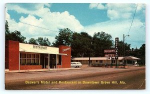 GROVE HILL, AL Alabama ~ DEAVER'S MOTEL & RESTAURANT c1960s Roadside  Postcard