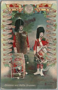 SCOTTISH DRUMMERS WWI ERA MILITARY THEME ANTIQUE POSTCARD