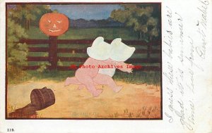 Halloween, JI Austen No 119c DB, Bogie Man, Sunbonnet Children Running