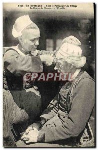 Old Postcard In Brittany At the barber in the village The haircut was the & #...