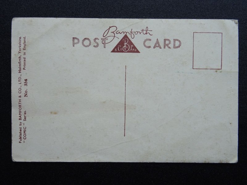 TEACHER THEME - MOTHER EXCUSE, CASTER OIL Comic c1930s Postcard by Bamforth 354