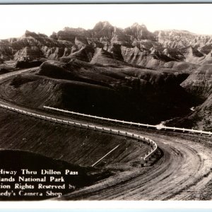 c1930s SD So. Dak Badlands Park RPPC Scenic Highway Dillon Pass Road Canedy A282