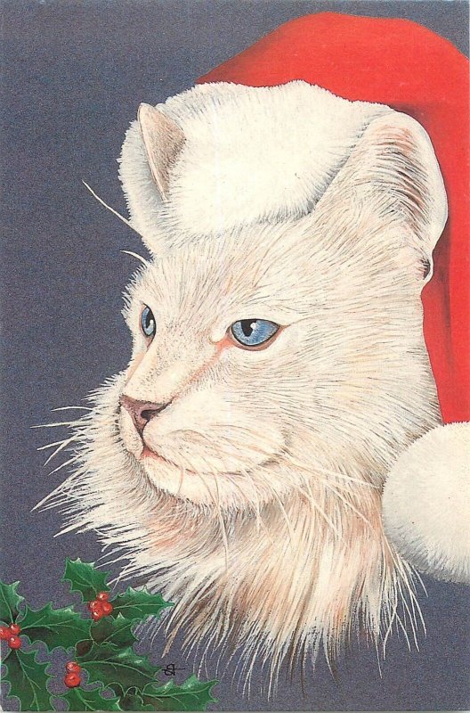 Drawn cat Noel from an original by Elizabeth Titcomb postcard