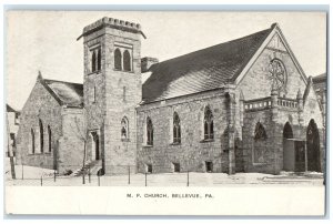 c1920 M.P. Church Chapel Exterior Bellevue Pennsylvania Vintage Antique Postcard