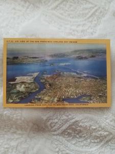 Antique Postcard, Air View of the San Francisco-Oakland Bay Bridge