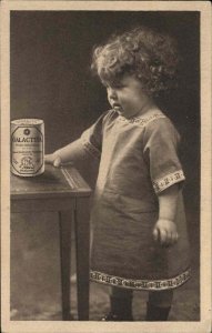 Galactina Ad Advertising Pudgy Curly Haired Baby Toddler Vintage Postcard