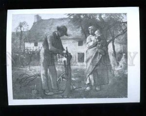 181067 farmer plant trees by Millet old postcard