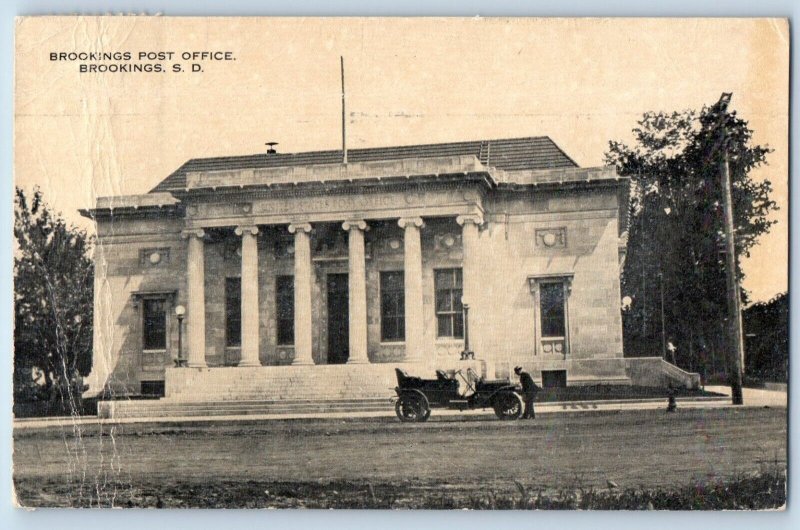 Brookings South Dakota SD Postcard Brookings Post Office Exterior Building c1916