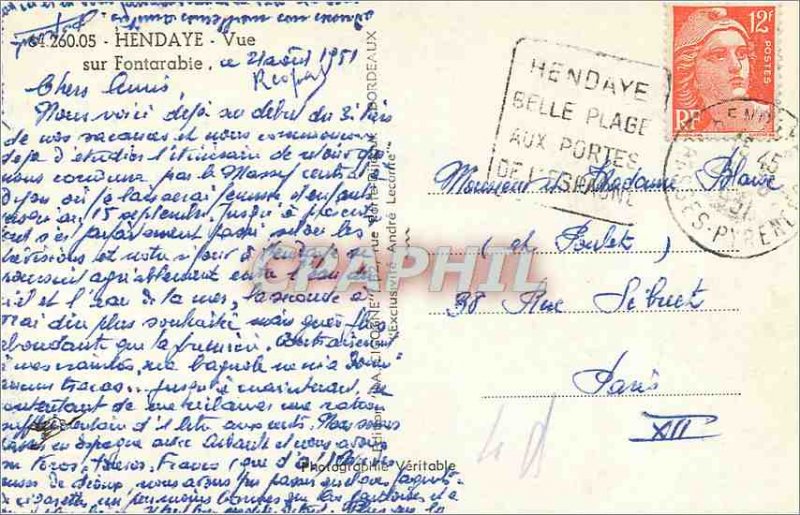 Modern Postcard Hendaye Seen on Fontarable