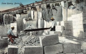 View of a Stone Quarry, Bermuda, Early Postcard, Unused