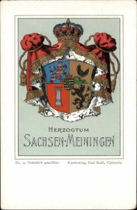 Paul Kohl No. 24 Sachsen-Meiningen Germany Heraldic Shield c1910 Postcard