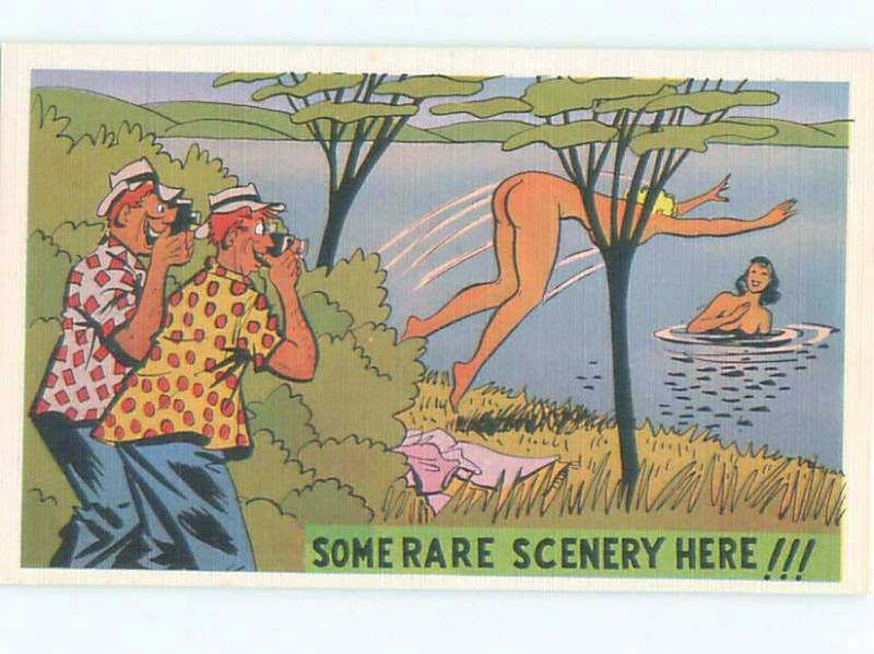 Linen Risque peeping tom MEN TAKE PICTURES OF NUDE SKINNY-DIPPING GIRLS AB6475