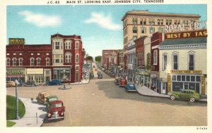 Vintage Postcard Main Street Looking East Johnson City Tennessee Asheville Post