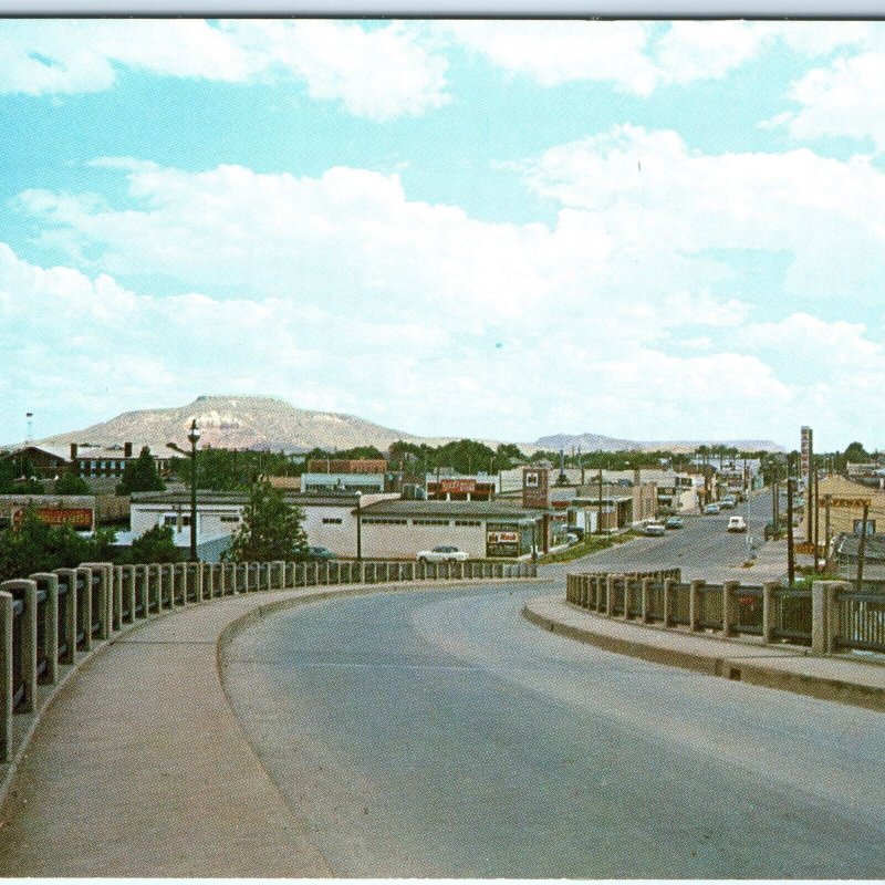 c1960s Tucamari NM Overpass Downtown View Gram Chrome Photo Postcard Main St A89